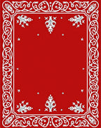 Red White Ornate Floral Border Rug