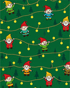 Festive Green Gnome Christmas Lights Rug