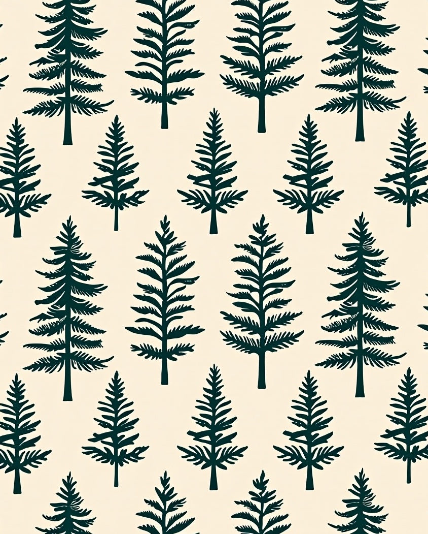 Forest Green Evergreen Trees Rug