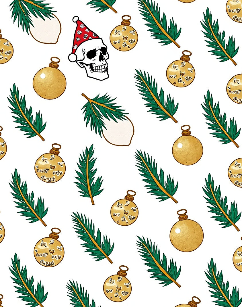 Spooky Skull Christmas Ornaments Garland Rug