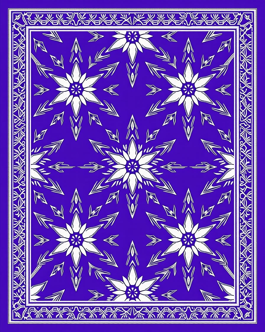 Bold Blue Geometric Starburst Rug
