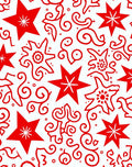 Red Star Swirls Repeating Pattern Rug