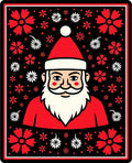 Festive Red Floral Santa Portrait Rug