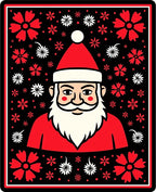 Festive Red Floral Santa Portrait Rug