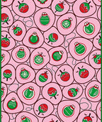 Pink Red Green Christmas Ornament Cluster Rug