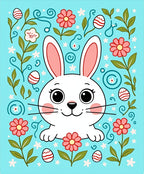 Cute Bunny Floral Easter Eggs Rug