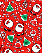 Festive Santa Candy Cane Christmas Scene Rug