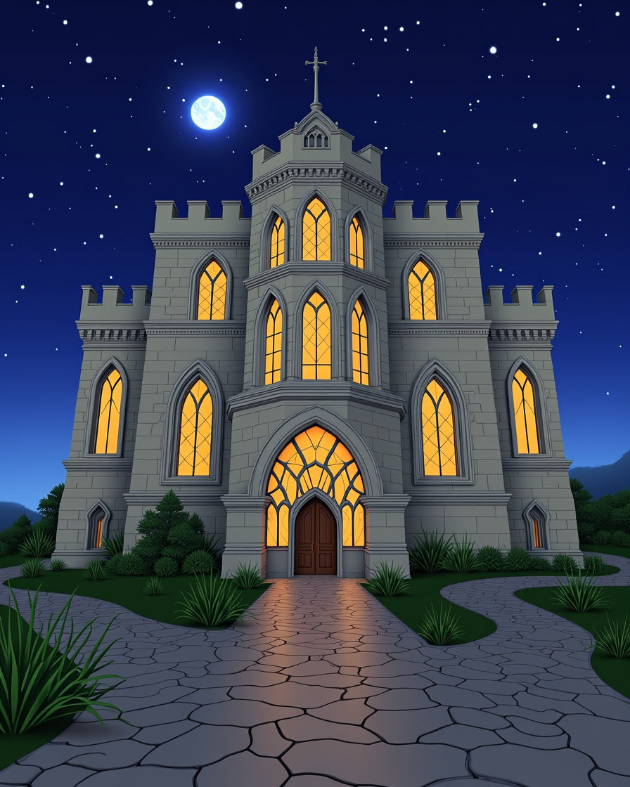 Gothic Castle Midnight Moon Glow Rug
