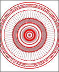 Crimson concentric circles mandala Rug