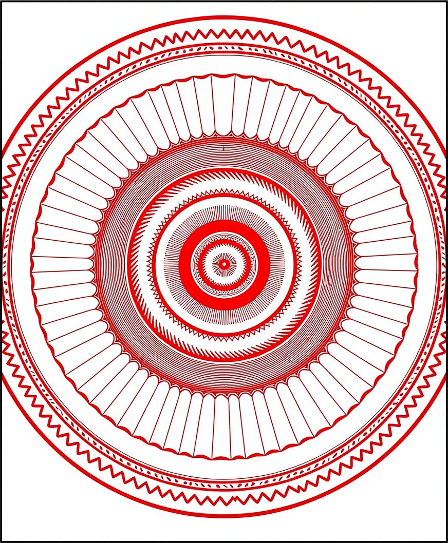 Crimson concentric circles mandala Rug