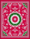 Festive Red Green Starburst Medallion Rug