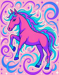 Vibrant Pink Unicorn Swirls Stars Rug