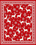 Classic Red White Reindeer Snowflakes Rug