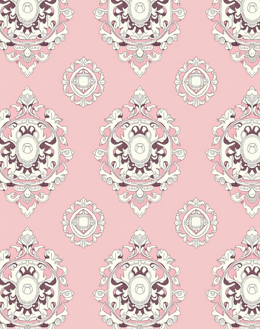 Pink Cream Intricate Medallion Rug