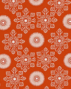 Orange White Starburst Floral Arrangement Rug
