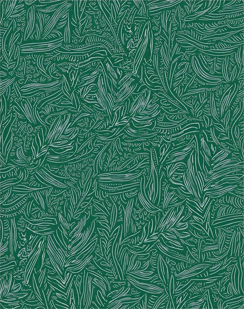 Emerald Green Leafy Swirls Rug