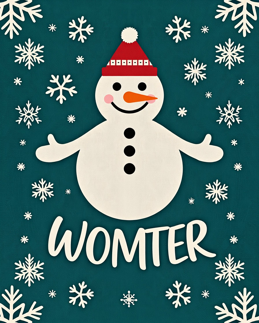 Whimsical Snowman Christmas Teal Snowflake Rug