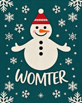 Whimsical Snowman Christmas Teal Snowflake Rug