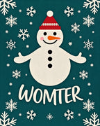 Whimsical Snowman Christmas Teal Snowflake Rug
