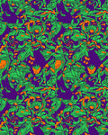 Vibrant Green Orange Swirls Purple Rug