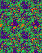 Vibrant Green Orange Swirls Purple Rug