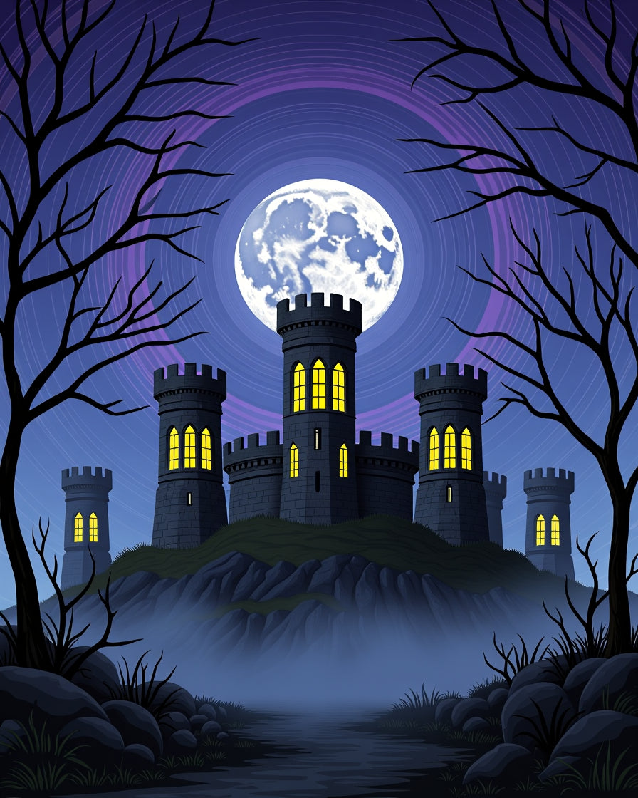 Mystic Castle Moonlit Night Rug