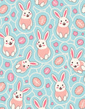 Cute Pink Bunny Blue Easter Eggs Rug