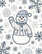 Winter Snowman Surrounded by Snowflakes Rug