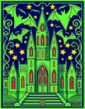 Gothic Green Castle Bats Stars Rug