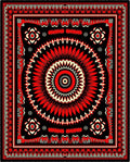 Bold Red Floral Sunburst Medallion Rug