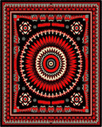Bold Red Floral Sunburst Medallion Rug