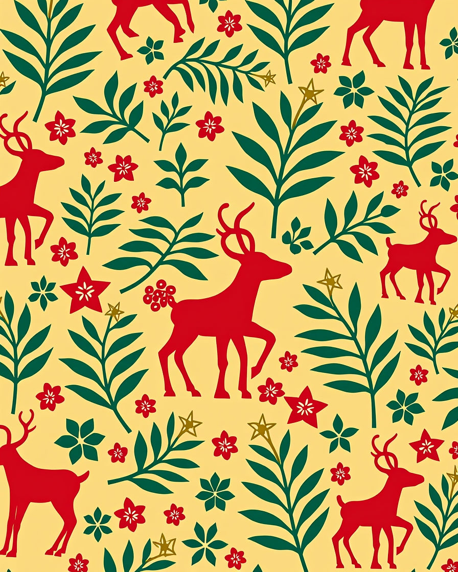 Red Deer Festive Foliage Garden Rug