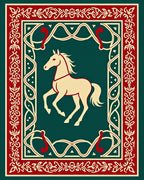 Red Cream Forest Horse Medallion Rug