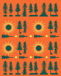 Orange Forest Sun Star Trees Rug