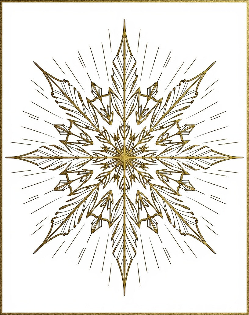 Golden Starburst Snowflake Ornament Rug