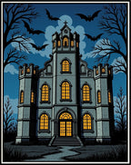 Haunted Gothic Castle Bats Night Rug