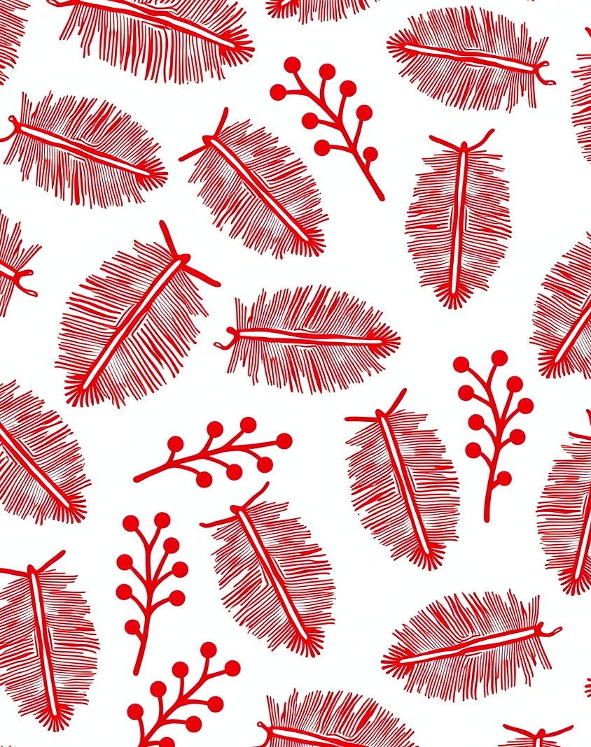 Crimson Feather Berry Scatter Rug