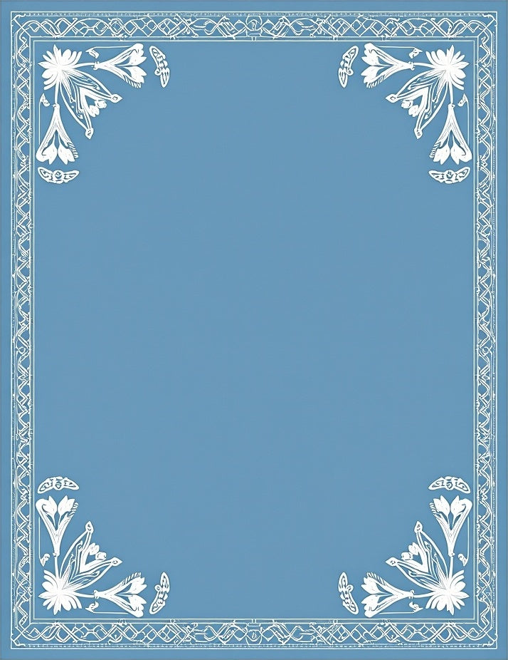 Classic Blue Floral Border Rug