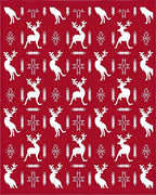 Classic Red Reindeer Snowflake Medley Rug