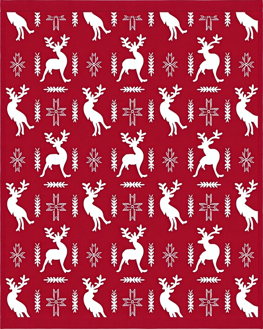Classic Red Reindeer Snowflake Medley Rug