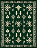 Green Snowflake Tree Star Medallion Rug