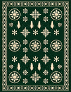 Green Snowflake Tree Star Medallion Rug