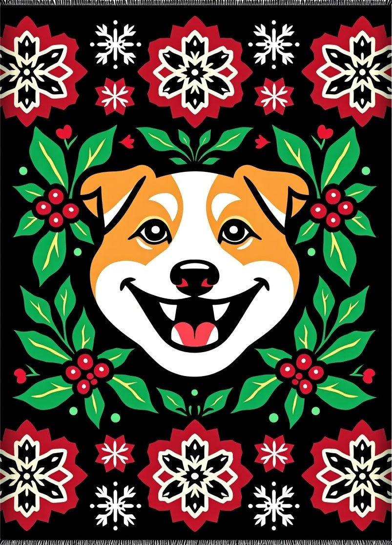 Joyful Dog Holly Berry Garland Rug