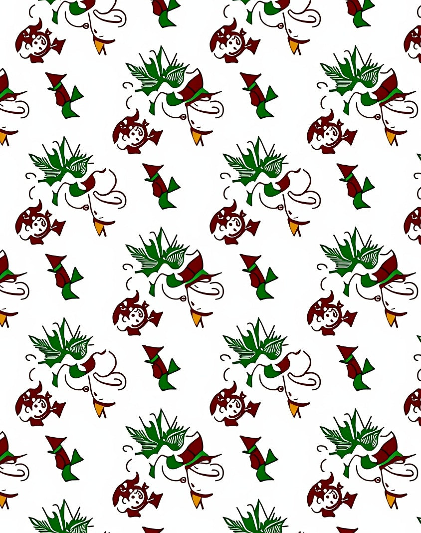 Whimsical Red Green Character Flourish Rug
