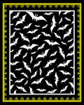 Black White Flying Bat Border Rug