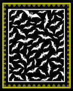 Black White Flying Bat Border Rug