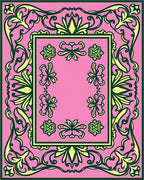 Pink Floral Bordered Medallion Rug