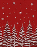 Red White Snowflake Pine Forest Rug