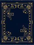 Navy and Gold Vintage Floral Border Rug