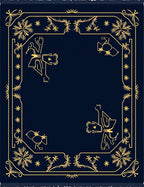 Navy and Gold Vintage Floral Border Rug
